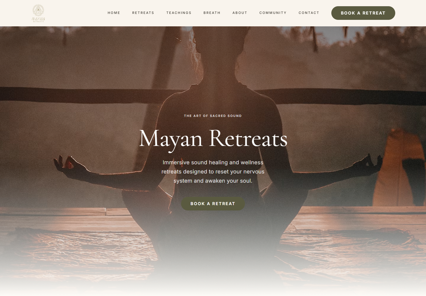 Mayan Retreats website preview